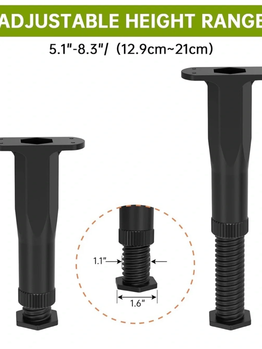 Adjustable Black Bed Frame or furniture risers or  Support 6 pack